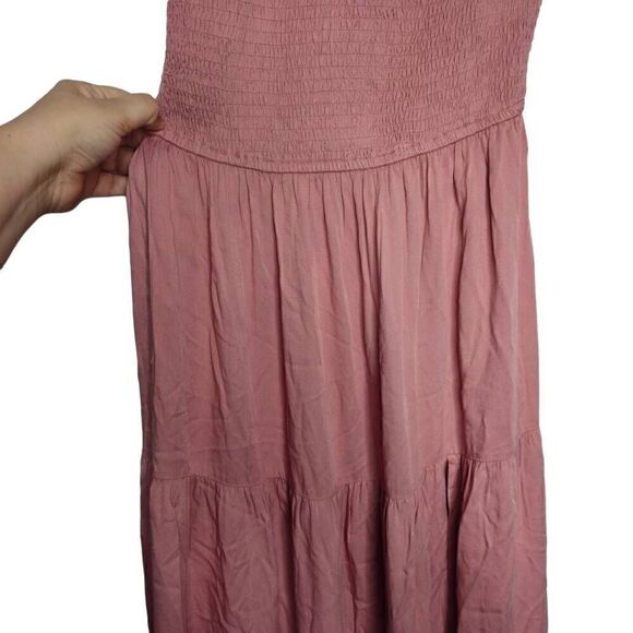 Merokeety Boho One Shoulder Side Split Tiered Smocked Midi Dress Size Small - Picture 6 of 9